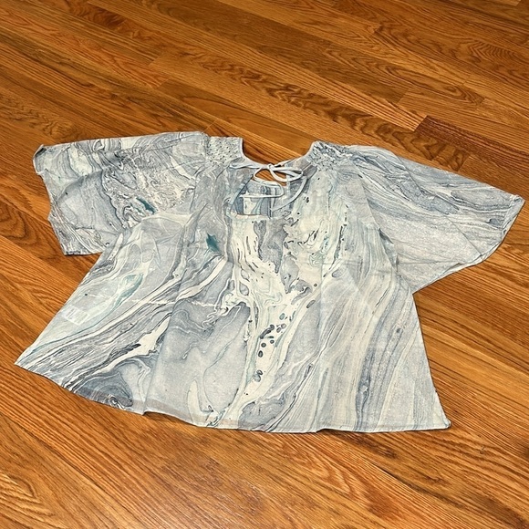 St Roche Honeycomb Top Boho Blue marvel shirt women’s size 10 new w tags - Picture 6 of 7